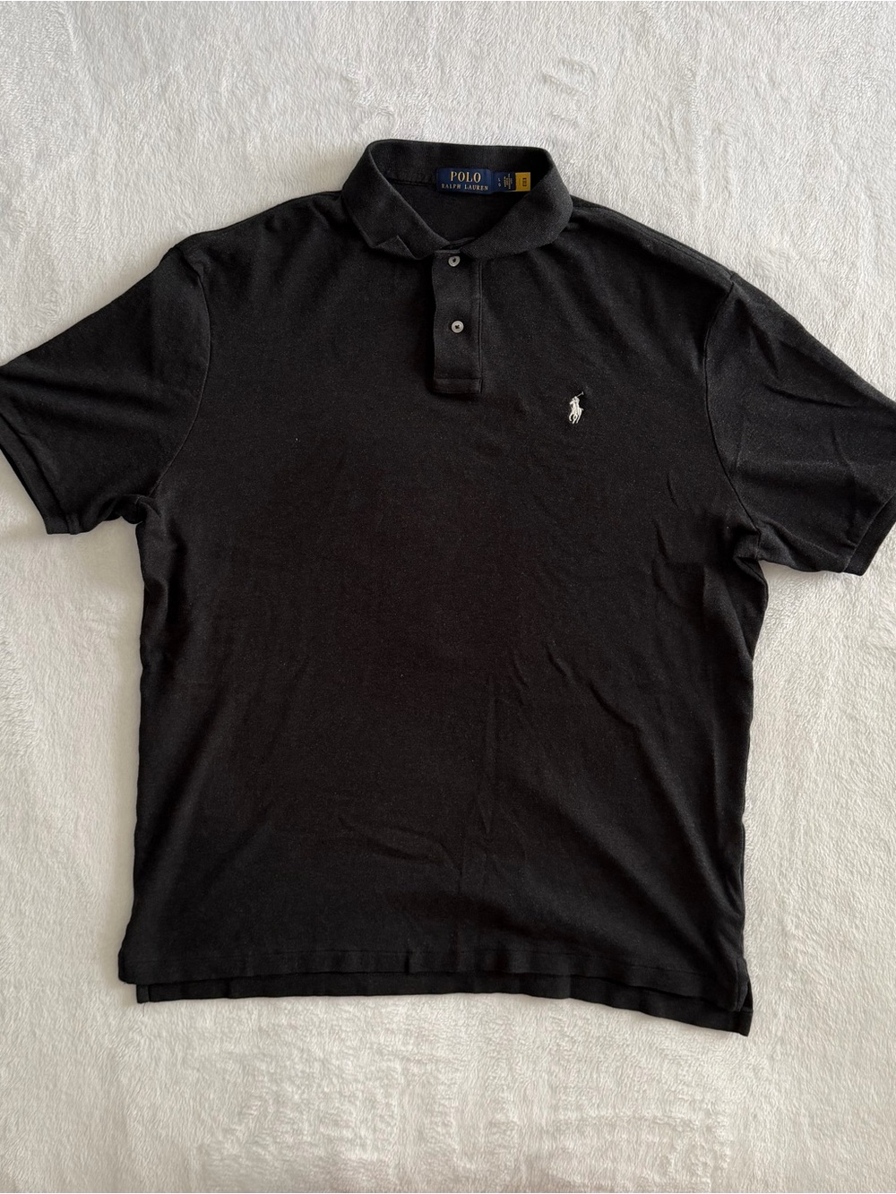 Polo Ralph Lauren Polo Shirt Mens Size Large Black 100% Cotton Pony Logo Classic